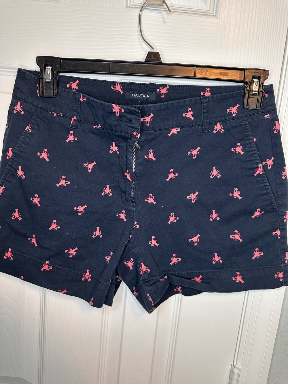 Nautica Navy Shorts with Pink Lobster Motif